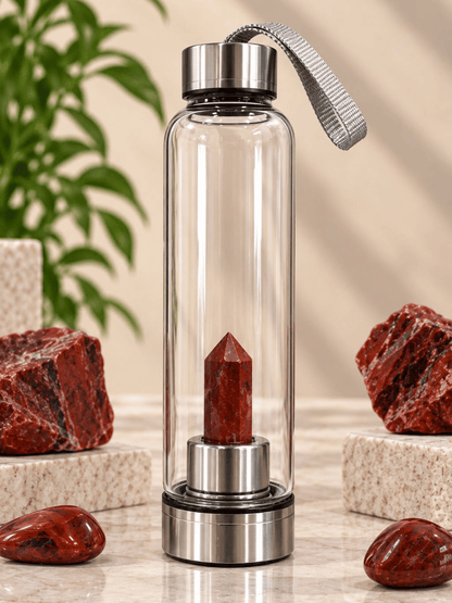 Red Jasper Crystal Water Bottle