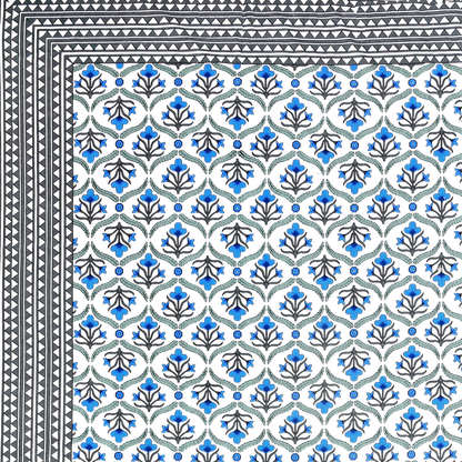Kalakriti Indigo Charm Pure Cotton Double Bedsheet with 2 Pillow Covers