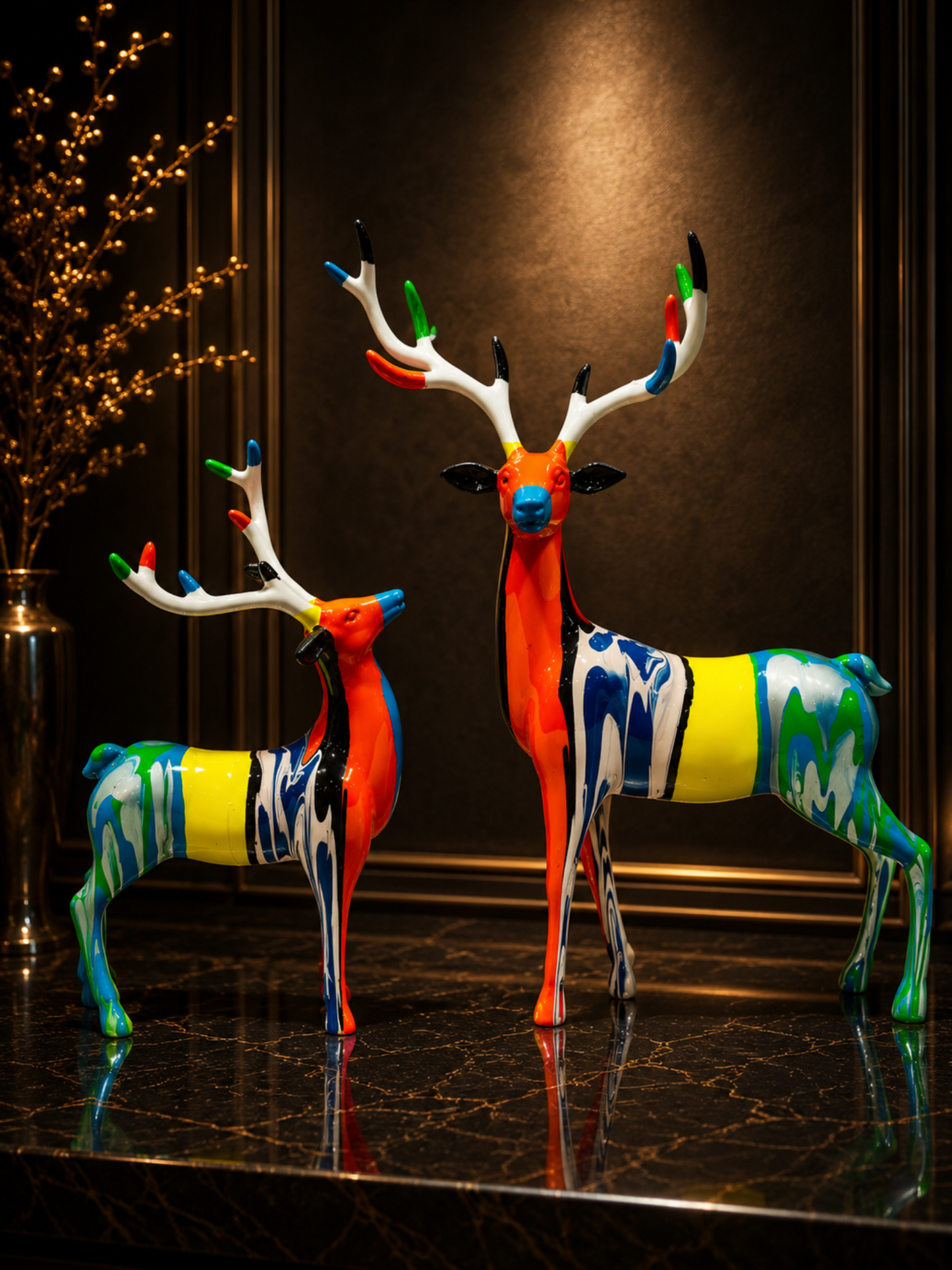 Pop Art Deer Figurine Set