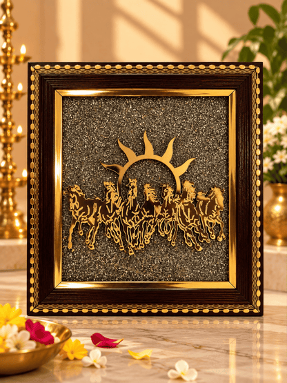 7 Horses Sun Frame with Natural Pyrite