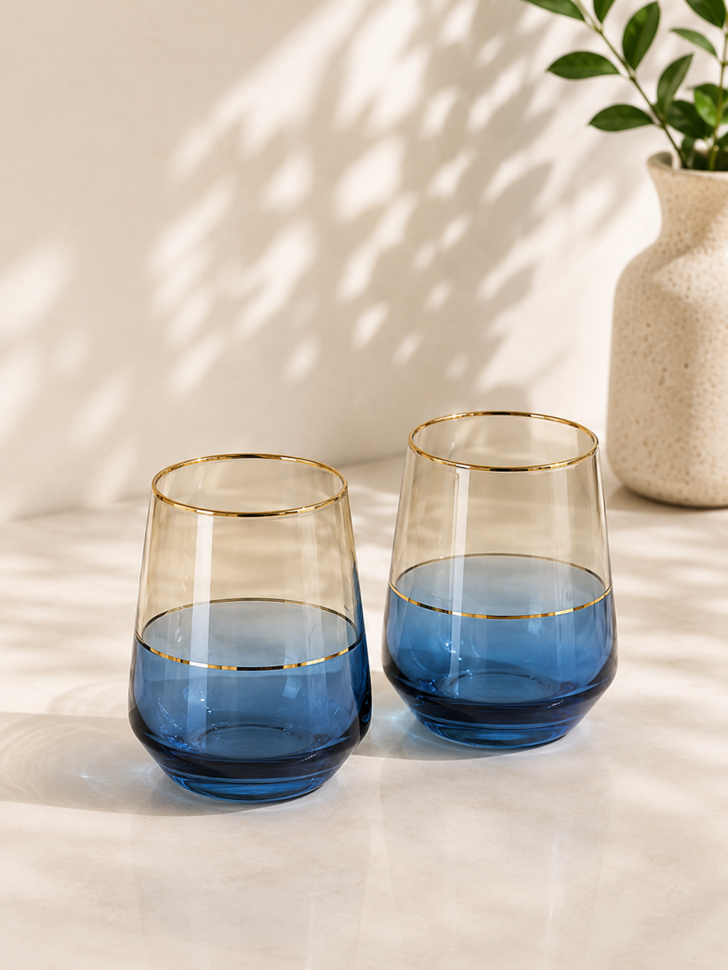 Cobalt Gold Rim Luxe Glass Set