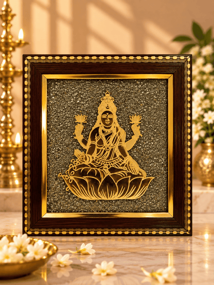 Goddess Laxmi Frame with Natural Pyrite