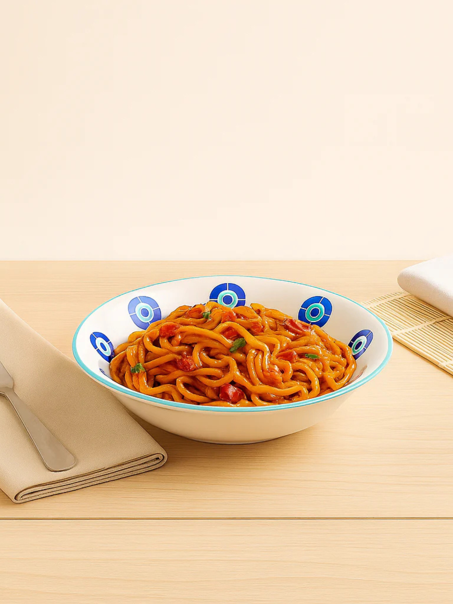 Azure Bloom Pasta Plate – 7 Inch