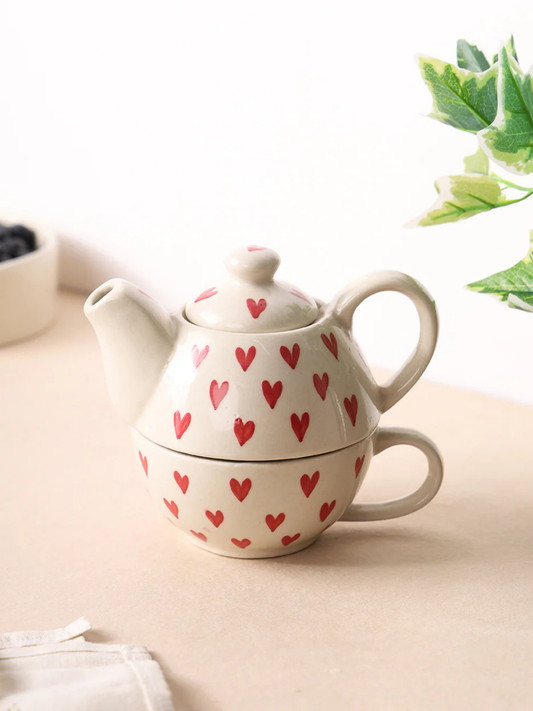 Handcrafted Heart Kettle with Mug