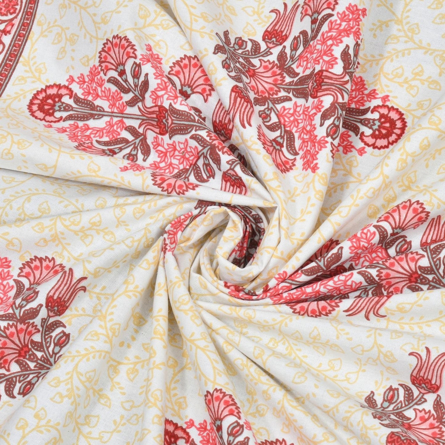 Royal Blossom Sanganeri Single Bedsheet with 1 Pillow Cover Printed Flat Bed Sheet (60" x 90")