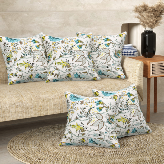 Spring Whisper Anokhi Cotton Cushion Covers - 16x16 Inches