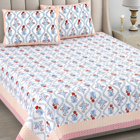 Kalakriti Pine Grove Pure Cotton Double Bedsheet with 2 Pillow Covers