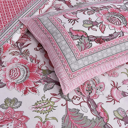 Pink Patang – Ethnic Jaipuri Printed Bedsheet Set with Pillow Covers
