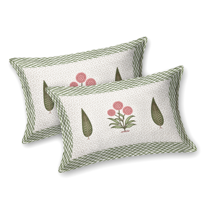 Gulmohar Sunset Botanica Pure Cotton Double Bedsheet with 2 Pillow Covers