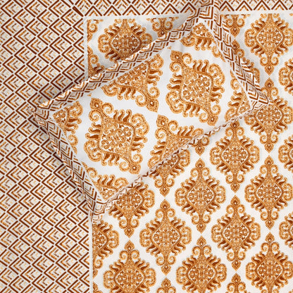 Leafy Medley Sanganeri Single Bedsheet with 1 Pillow Cover Printed Flat Bed Sheet (60" x 90")