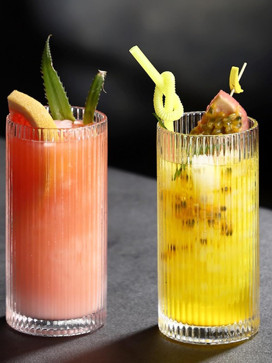 Summer Luxe Ribbed Glass 480 ML (Set Of 6)