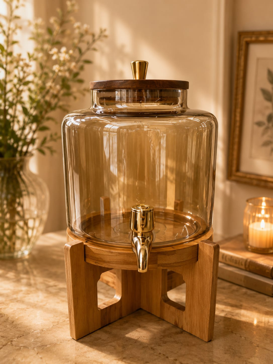 Oakwood Glass Beverage Dispenser