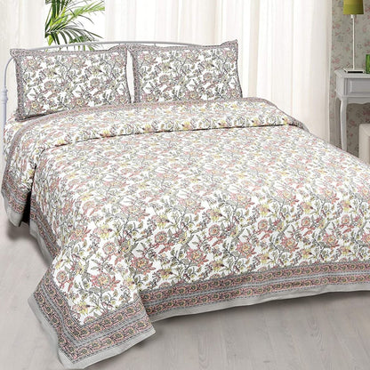 Rangrez Bloom – Ethnic Jaipuri Printed Bedsheet Set with Pillow Covers