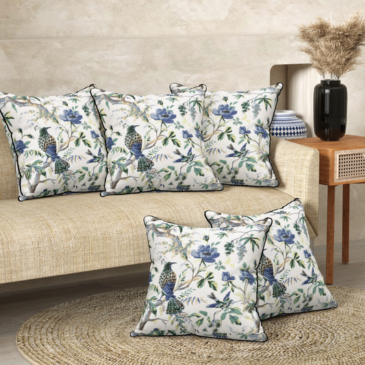 Bluebird Botanica Anokhi Cotton Cushion Covers - 16x16 Inches