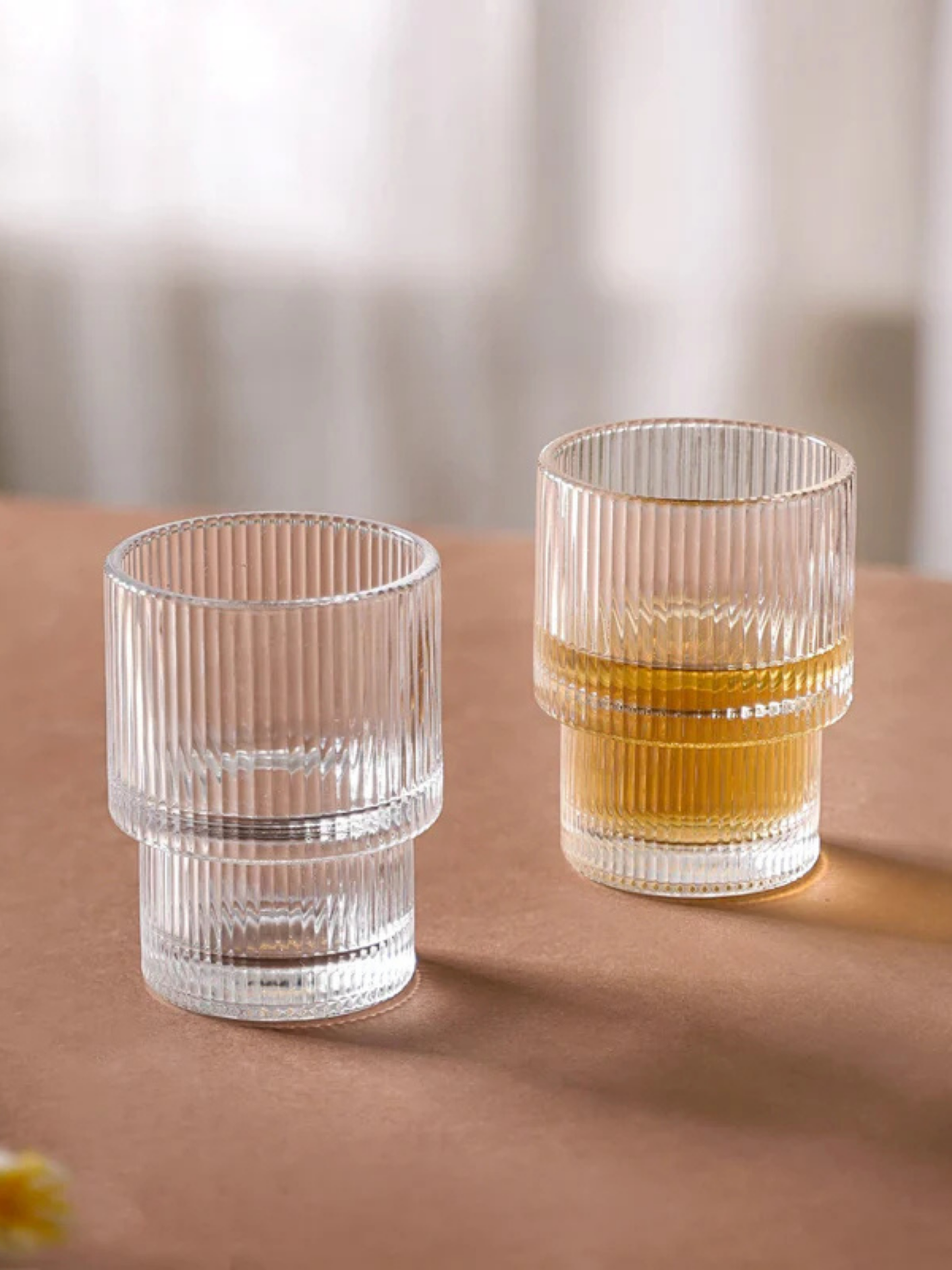 Aura Ribbed Stack Whiskey Glasses