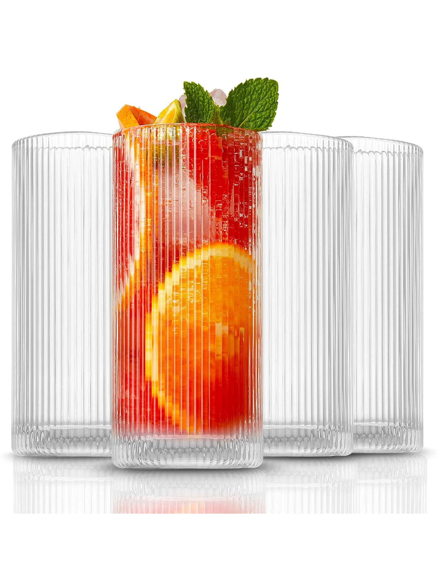 Summer Luxe Ribbed Glass Set Of 6 (480 ML)
