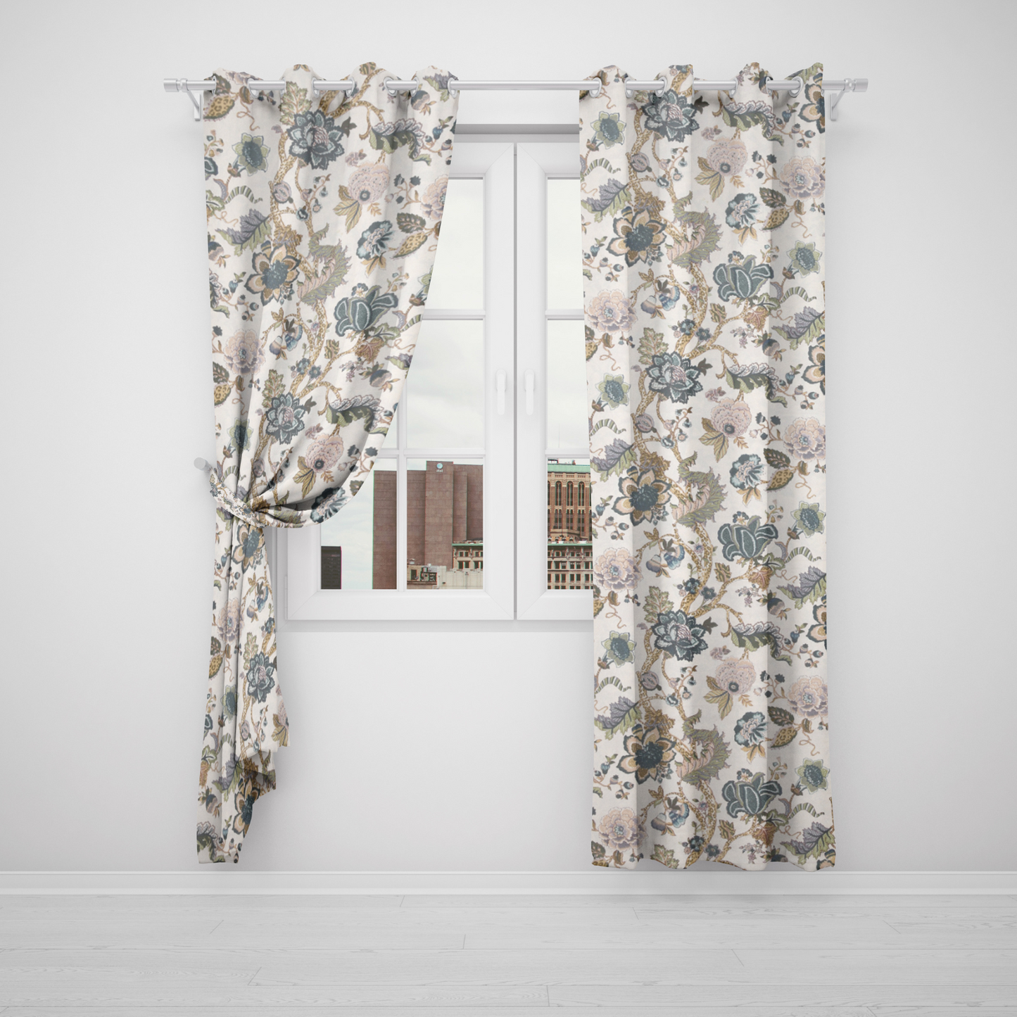 DUSKY PETALS ANOKHI HOME WINDOW CURTAIN 7 FEET LONG X 3.75 WIDTH