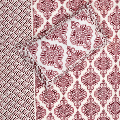 Ethnic Grace Sanganeri Single Bedsheet with 1 Pillow Cover Printed Flat Bed Sheet (60" x 90")