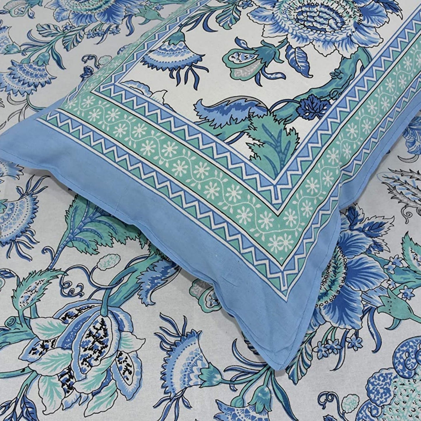 Summer Dew – Ethnic Jaipuri Printed Bedsheet Set with Pillow Covers