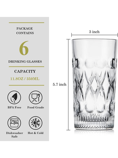 Diamond Cut Drinkware (Set Of 6)