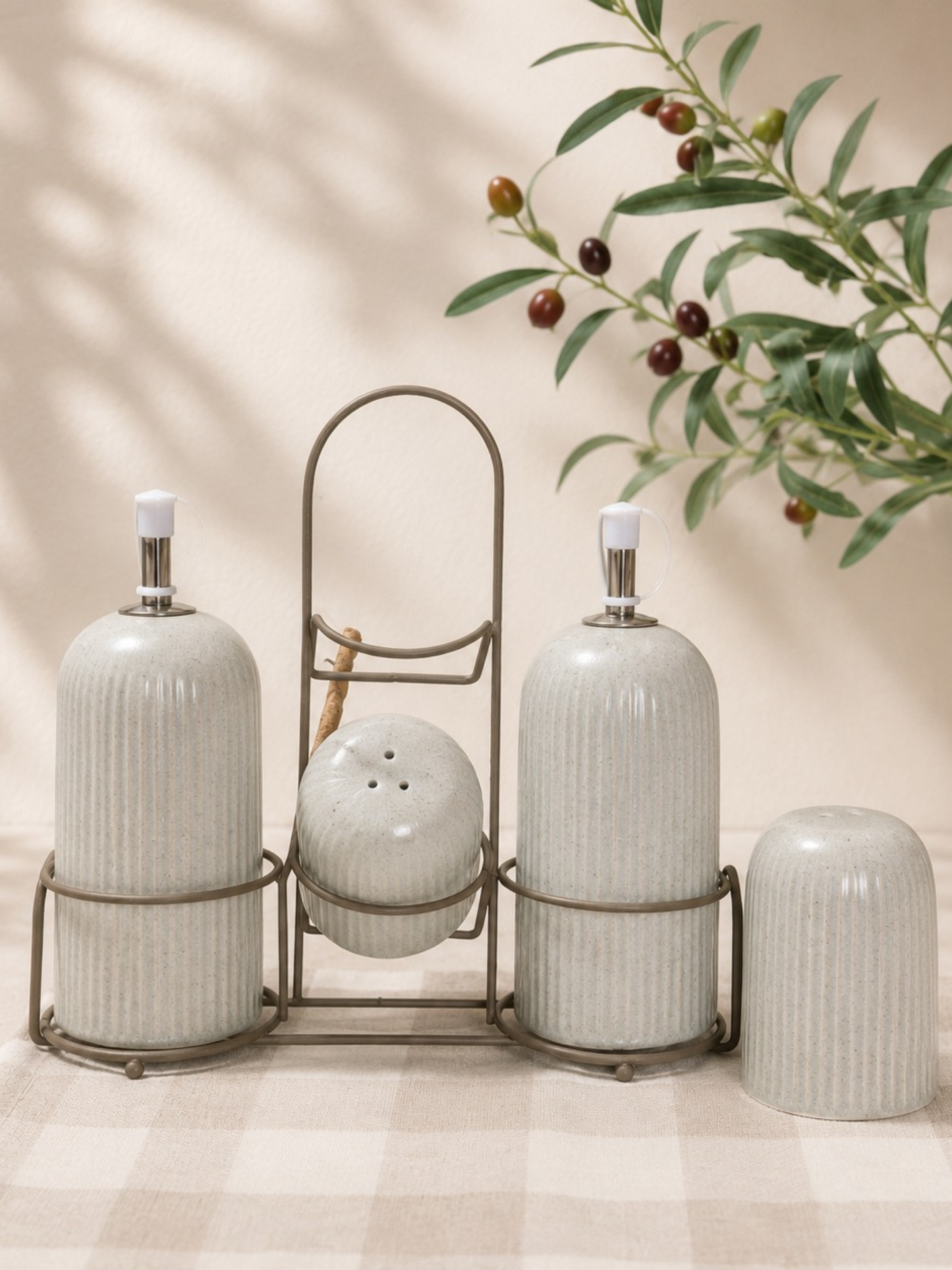 Stoneware Oil & Spice Set