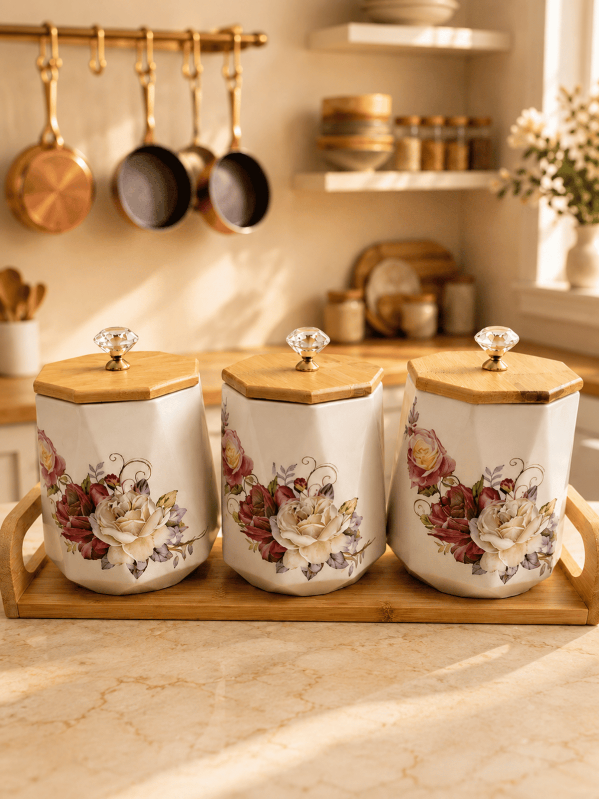 Rose Bloom Storage Jar Set