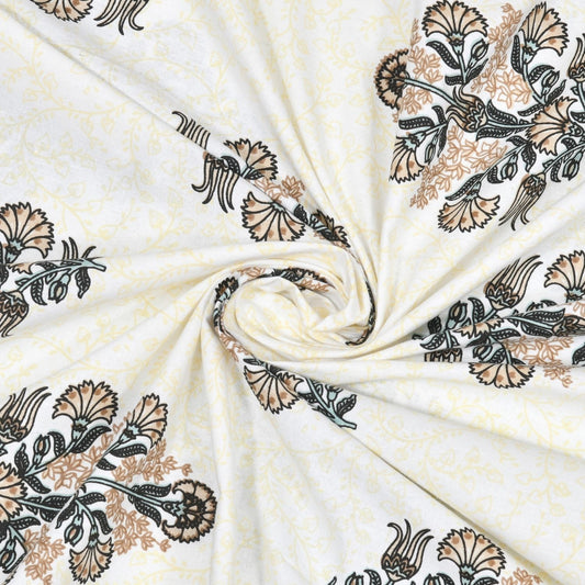 Green Garden Glory Sanganeri Single Bedsheet with 1 Pillow Cover Printed Flat Bed Sheet (60" x 90")