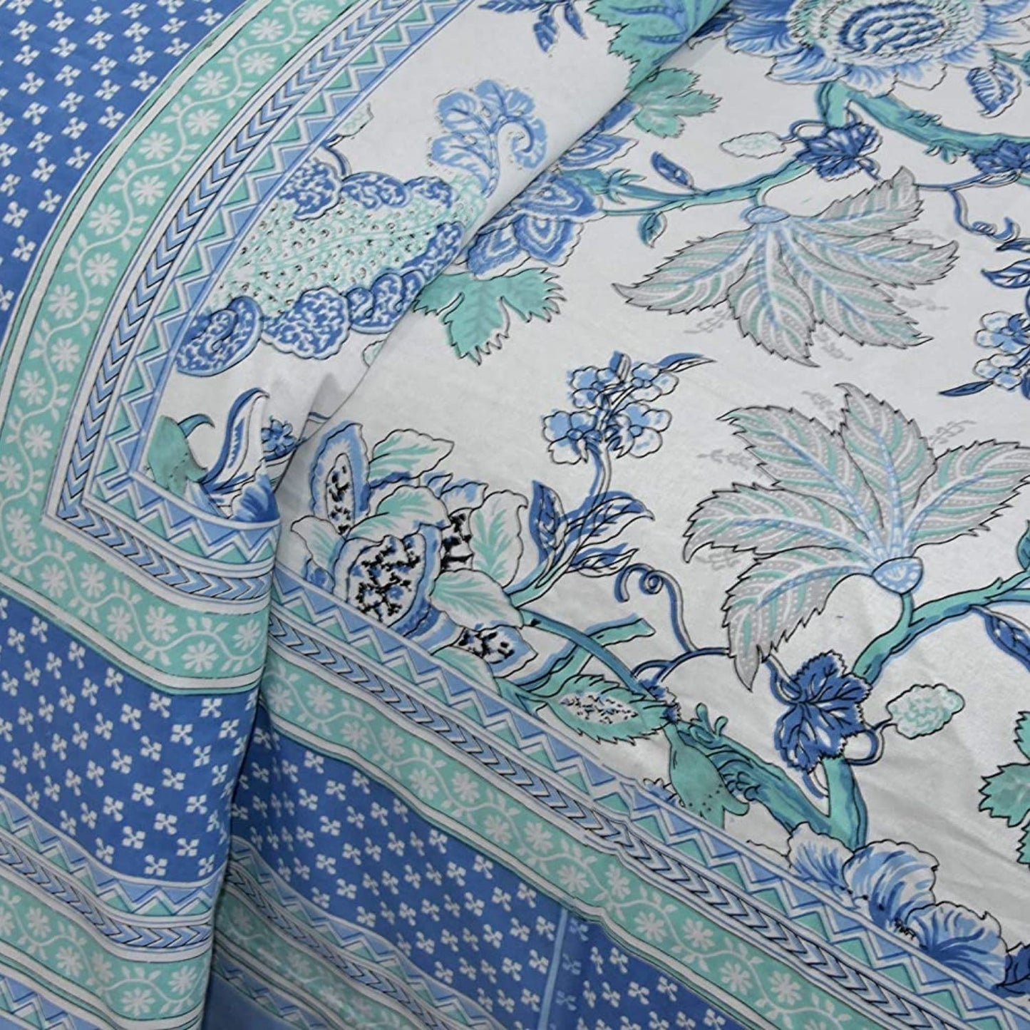 Summer Dew – Ethnic Jaipuri Printed Bedsheet Set with Pillow Covers