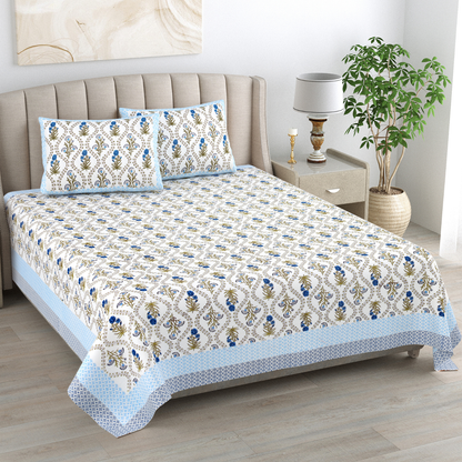 Kalakriti Tropical Tehzeeb Pure Cotton Double Bedsheet with 2 Pillow Covers