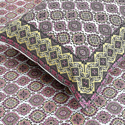 Peach & Petals – Ethnic Jaipuri Printed Bedsheet Set with Pillow Covers