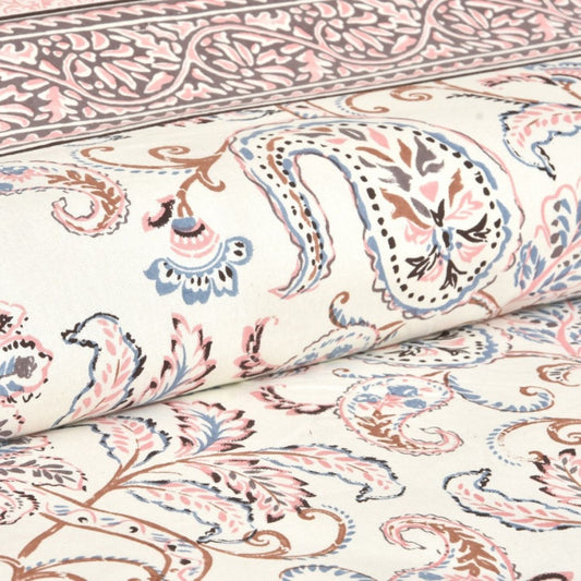 Timeless Traditions Sanganeri Single Bedsheet with 1 Pillow Cover Printed Flat Bed Sheet (60" x 90")