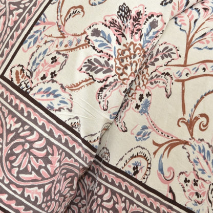 Timeless Traditions Sanganeri Single Bedsheet with 1 Pillow Cover Printed Flat Bed Sheet (60" x 90")
