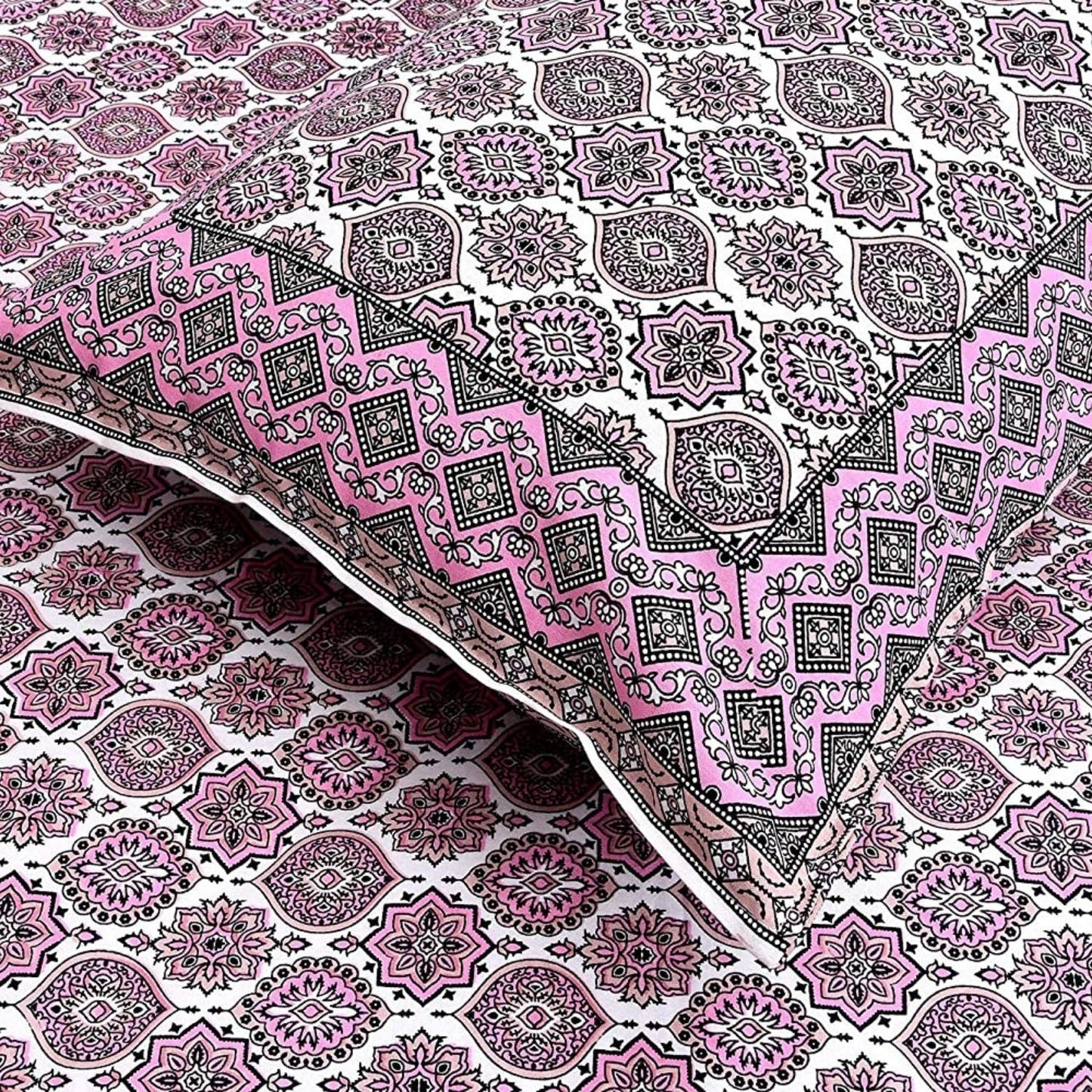 Rosy Royalty – Ethnic Jaipuri Printed Bedsheet Set with Pillow Covers