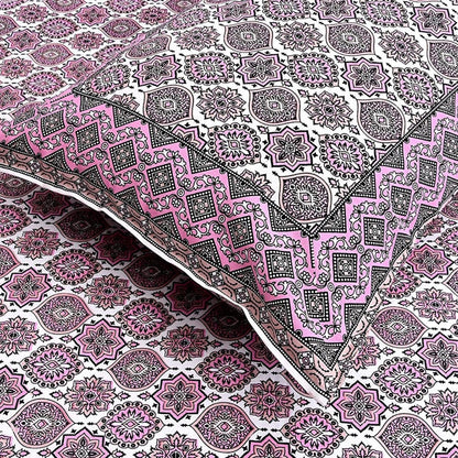 Rosy Royalty – Ethnic Jaipuri Printed Bedsheet Set with Pillow Covers