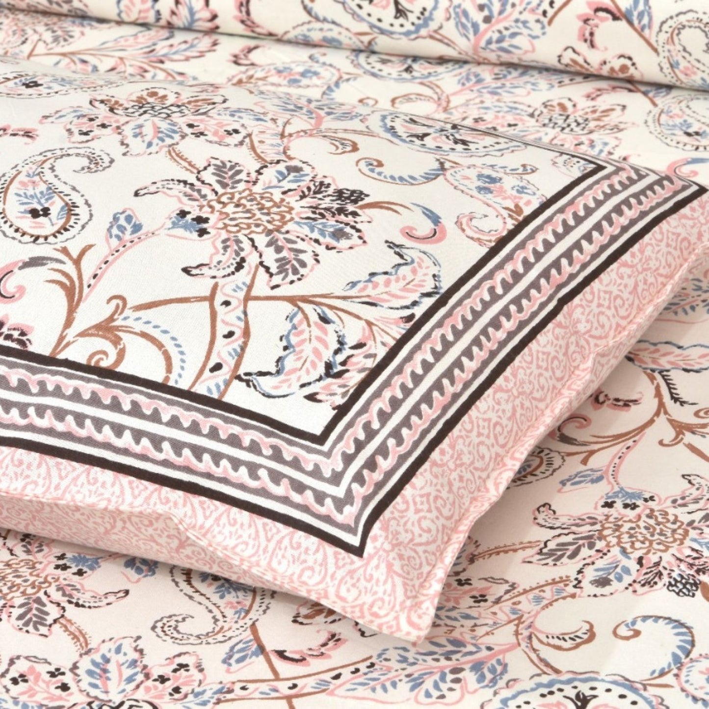 Timeless Traditions Sanganeri Single Bedsheet with 1 Pillow Cover Printed Flat Bed Sheet (60" x 90")