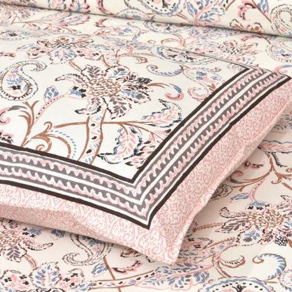 Timeless Traditions Sanganeri Single Bedsheet with 1 Pillow Cover Printed Flat Bed Sheet (60" x 90")