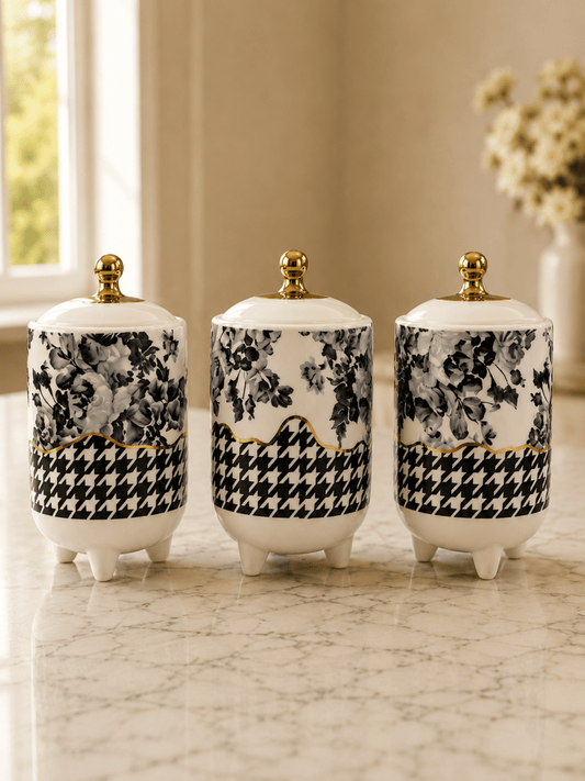 Monochrome Bloom Storage Jar Set