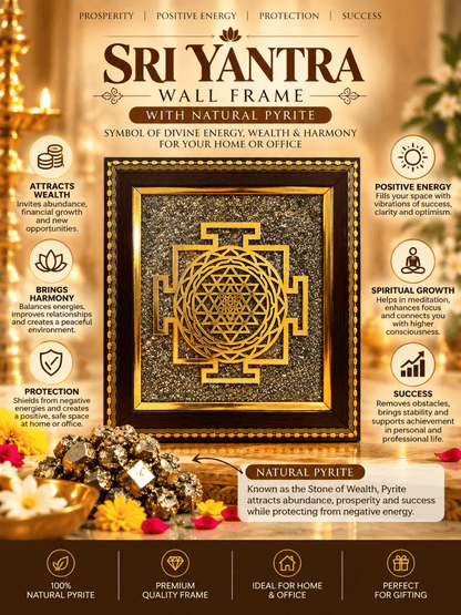 Sri Yantra Frame with Natural Pyrite