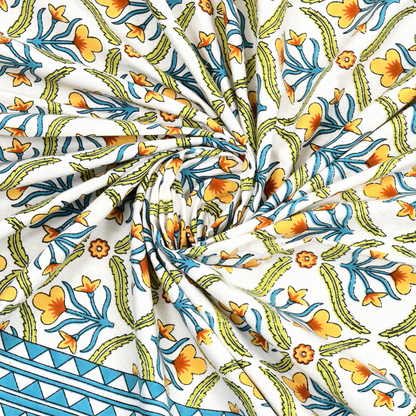 Kalakriti Amber Garden Pure Cotton Double Bedsheet with 2 Pillow Covers