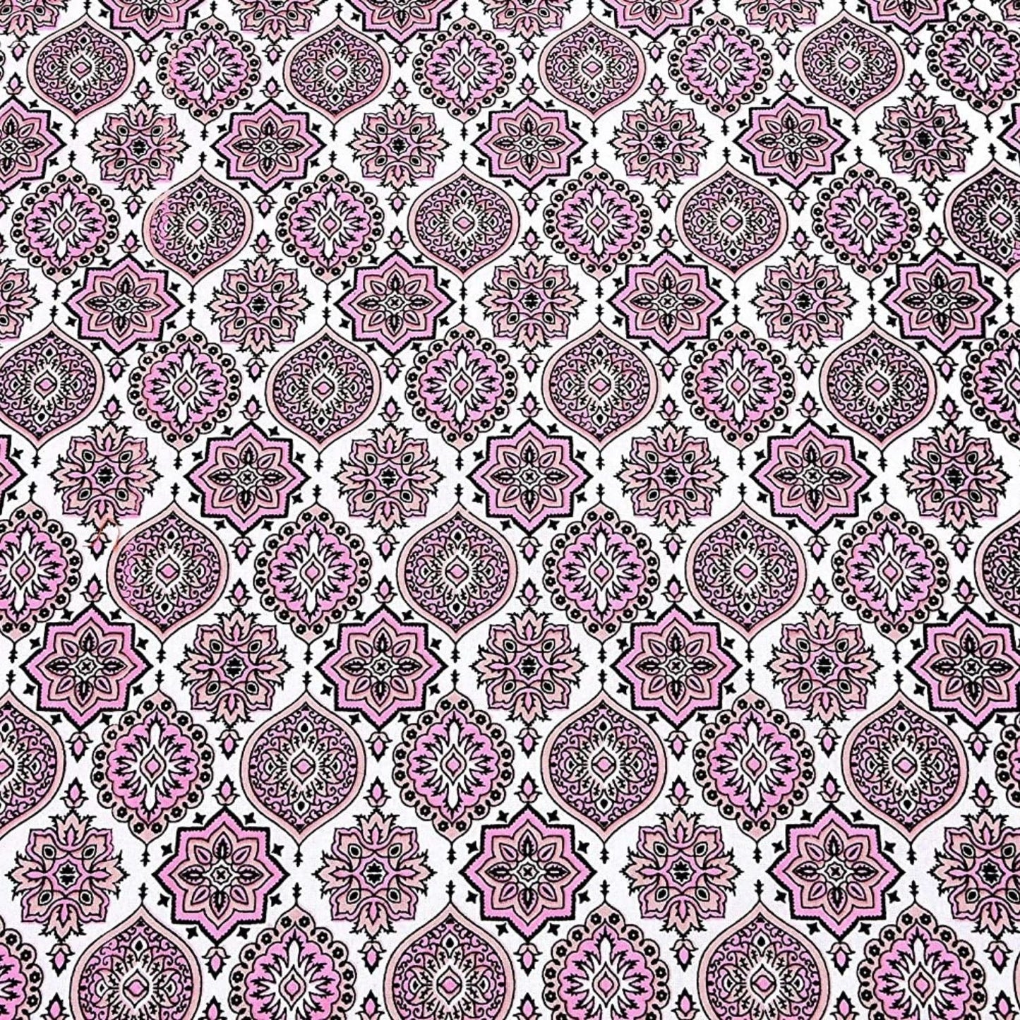 Rosy Royalty – Ethnic Jaipuri Printed Bedsheet Set with Pillow Covers