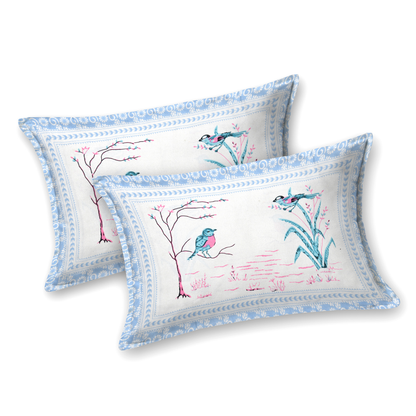 Kalakriti Neelkanth Serenity Pure Cotton Double Bedsheet with 2 Pillow Covers