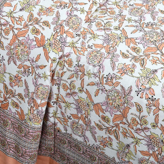 Phoolwadi Essence– Ethnic Jaipuri Printed Bedsheet Set with Pillow Covers