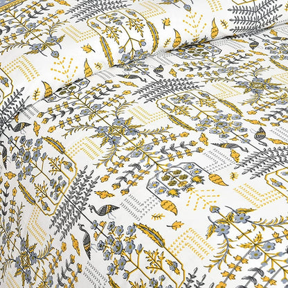 Vintage Vines Sanganeri Single Bedsheet with 1 Pillow Cover Printed Flat Bed Sheet (60" x 90")