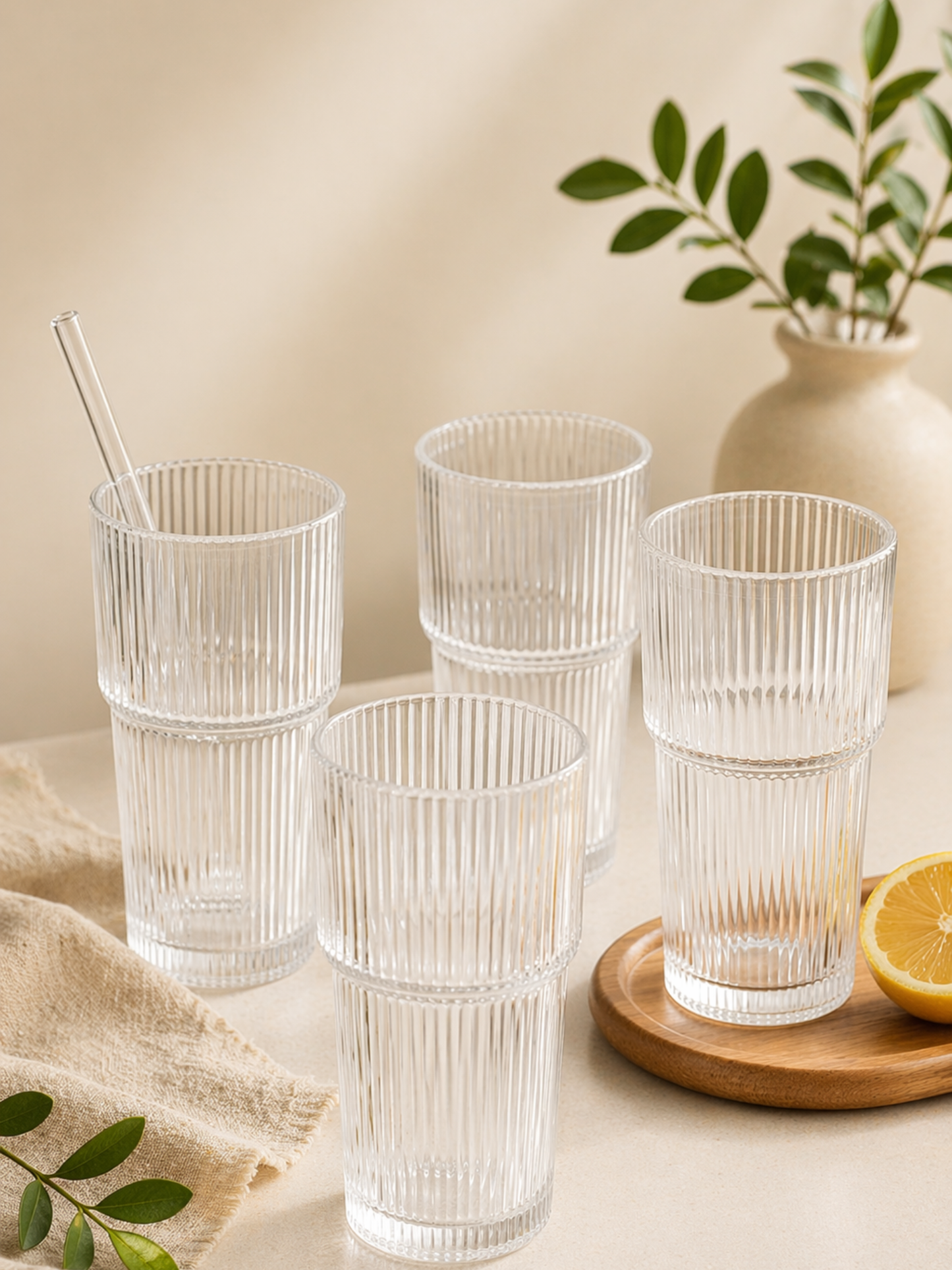Nordic Ribbed Glass Set of 6 (290 ML)