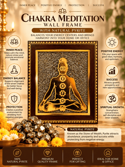 Chakra Meditation Frame with Natural Pyrite