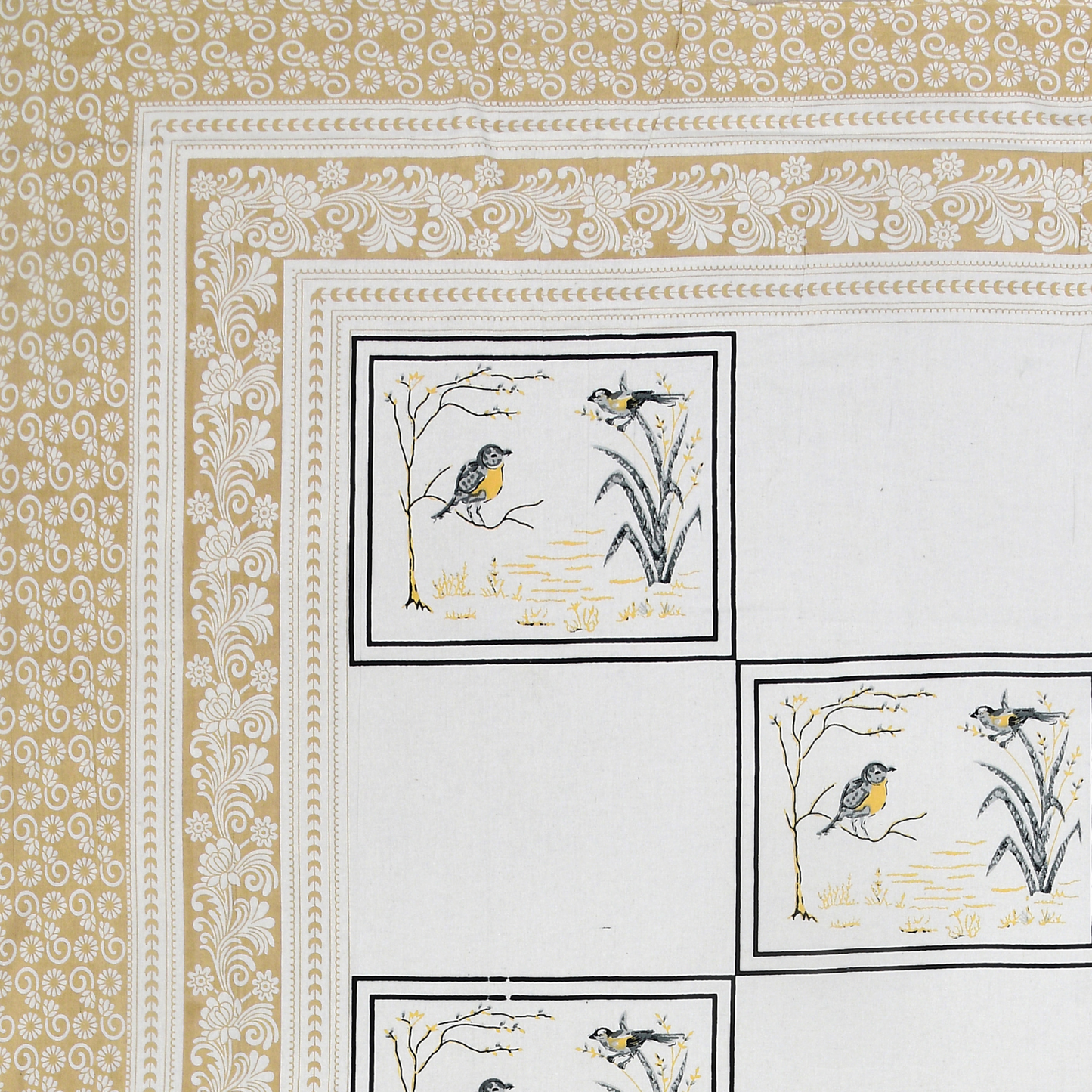 Kalakriti Sparrow Sketch Pure Cotton Double Bedsheet with 2 Pillow Covers