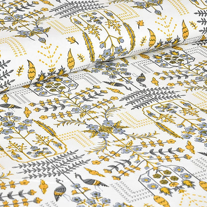 Vintage Vines Sanganeri Single Bedsheet with 1 Pillow Cover Printed Flat Bed Sheet (60" x 90")