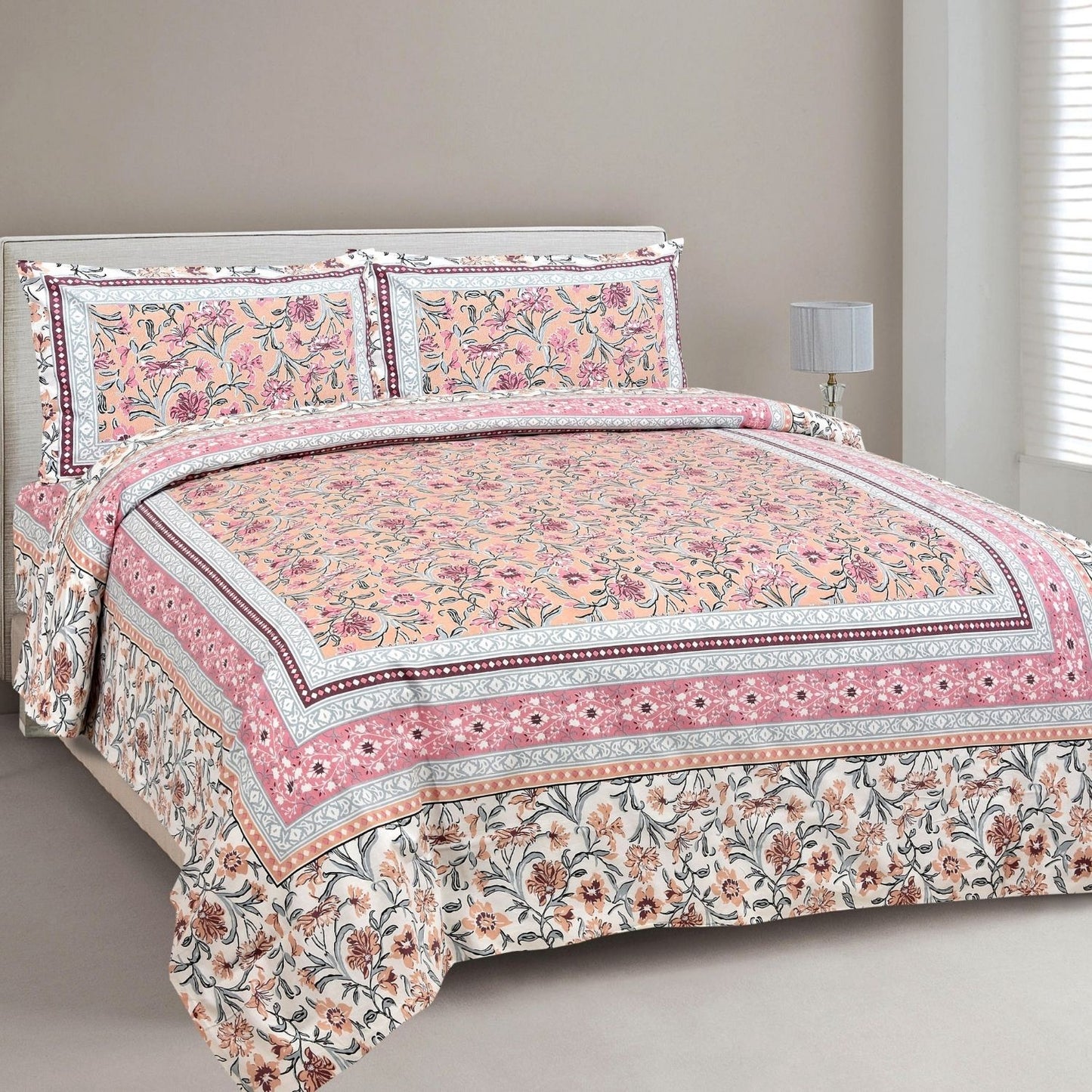 Ghar Angan – Ethnic Jaipuri Printed Bedsheet Set with Pillow Covers