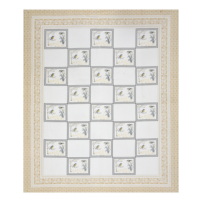 Kalakriti Sparrow Sketch Pure Cotton Double Bedsheet with 2 Pillow Covers