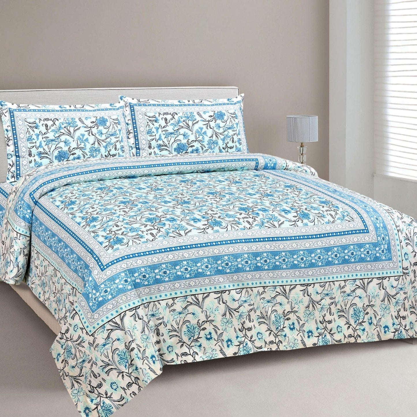 Haveli Romance – Ethnic Jaipuri Printed Bedsheet Set with Pillow Covers